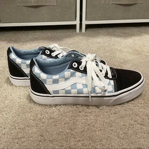 Blue and white checkered vans